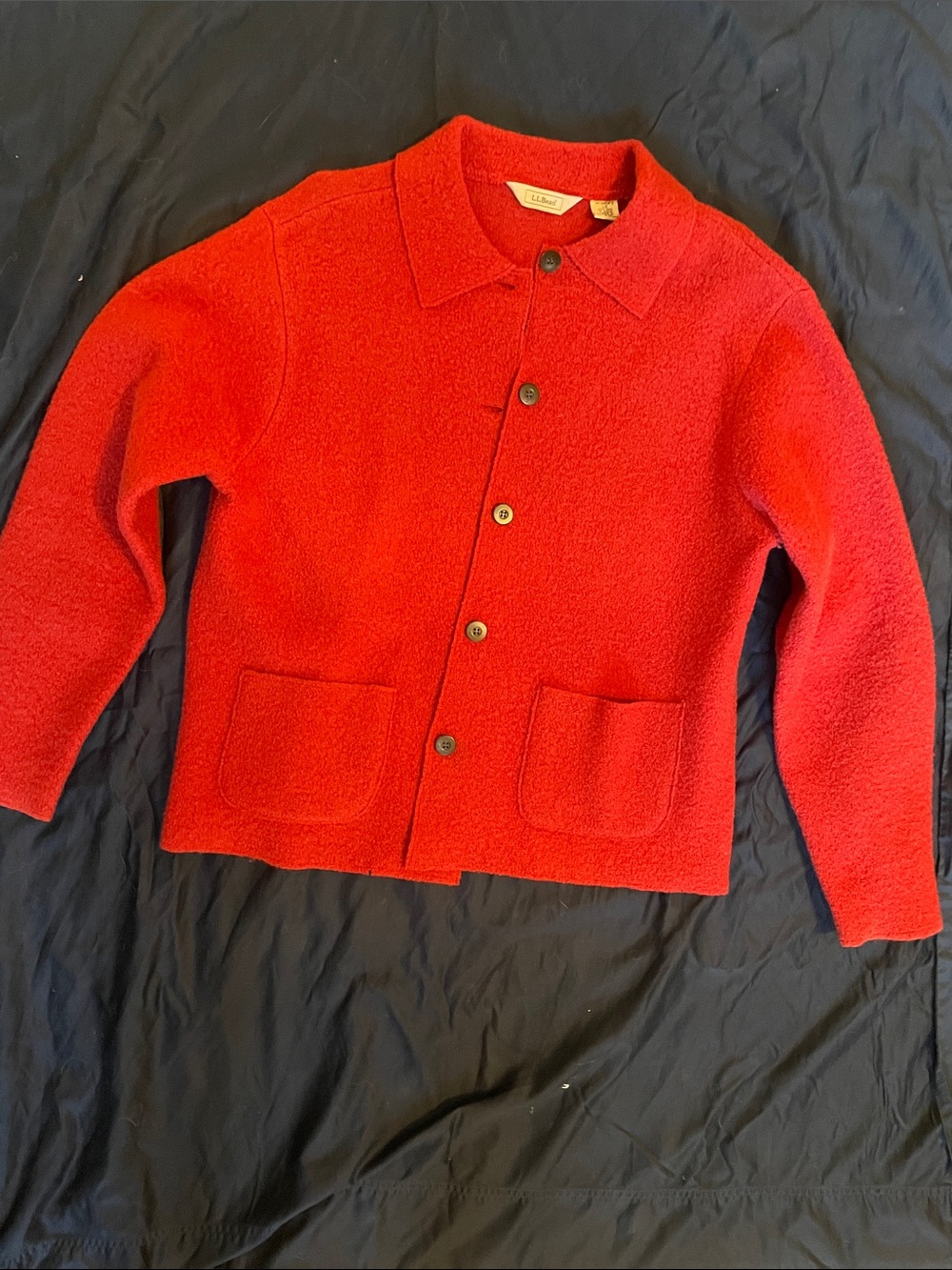 L.L. Bean Red Button-Front Jacket with Patch Pockets